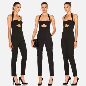 Michelle Mason Black Halter Jumpsuit with Cutout Details, US0